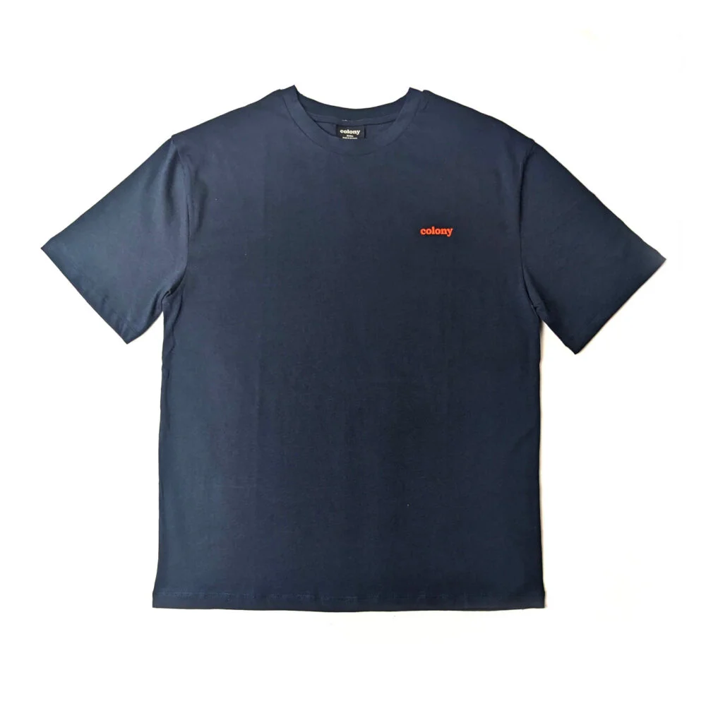 Colony Classic Navy Tee in Orange Logo