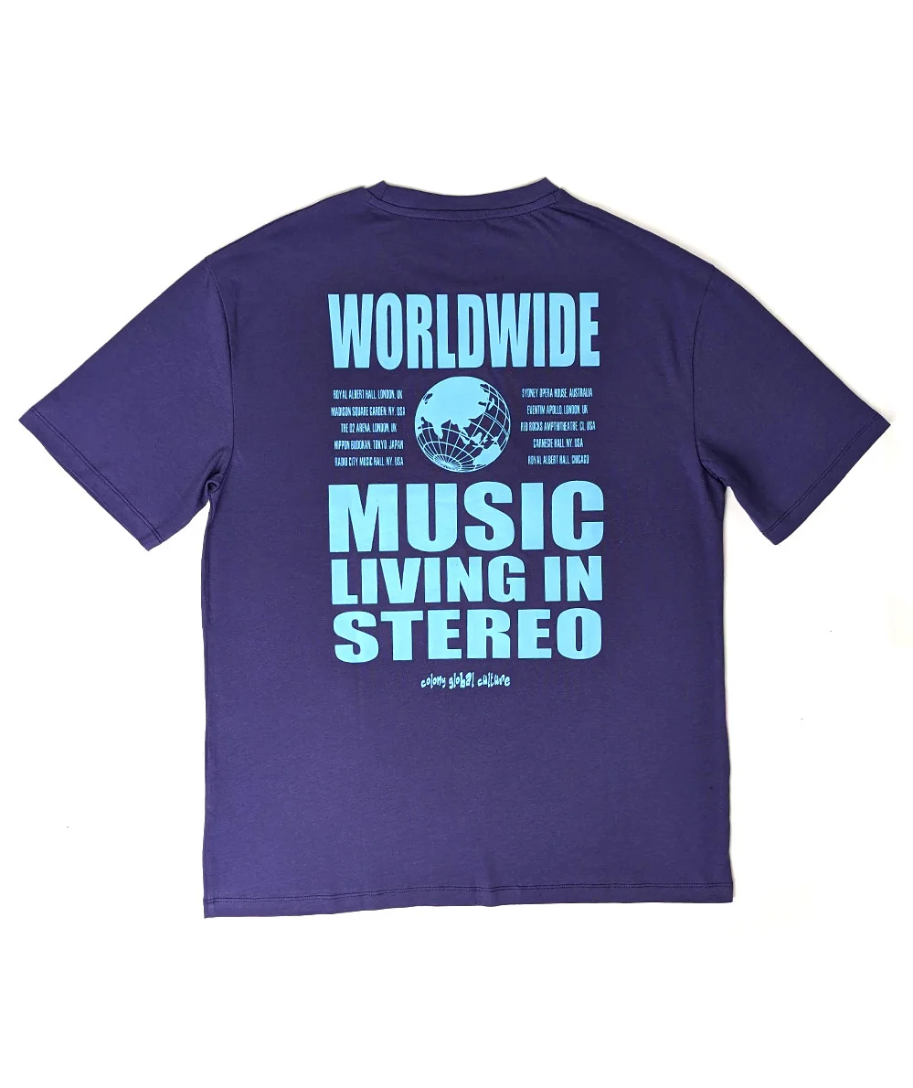 Oversized Graphic Tee Living In Stereo in Purple Back