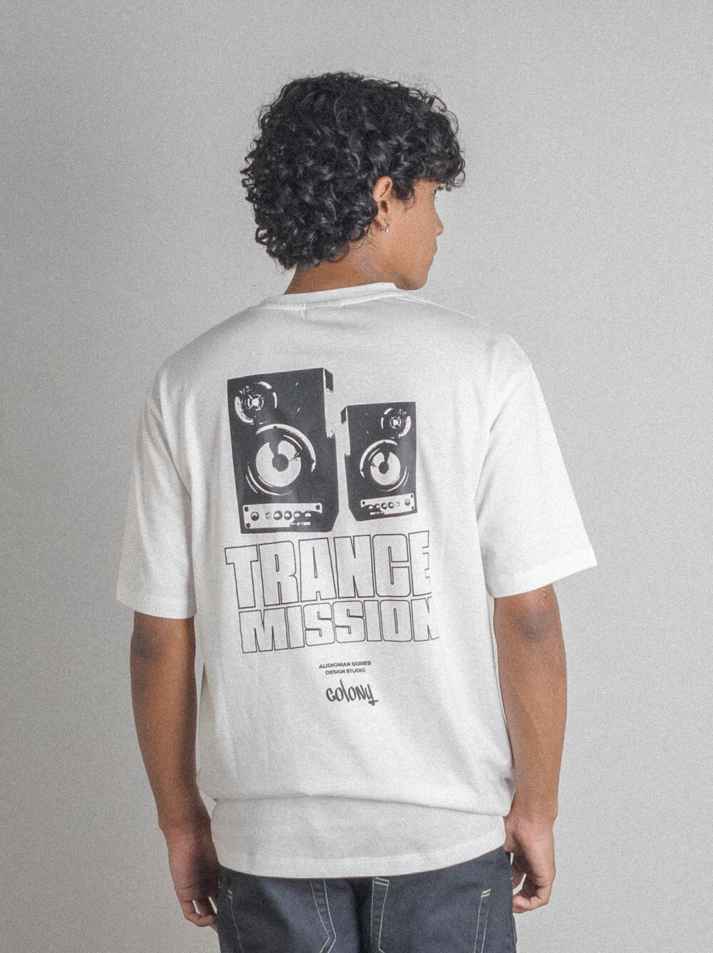Oversized Graphic Tee Trance Mission White Back