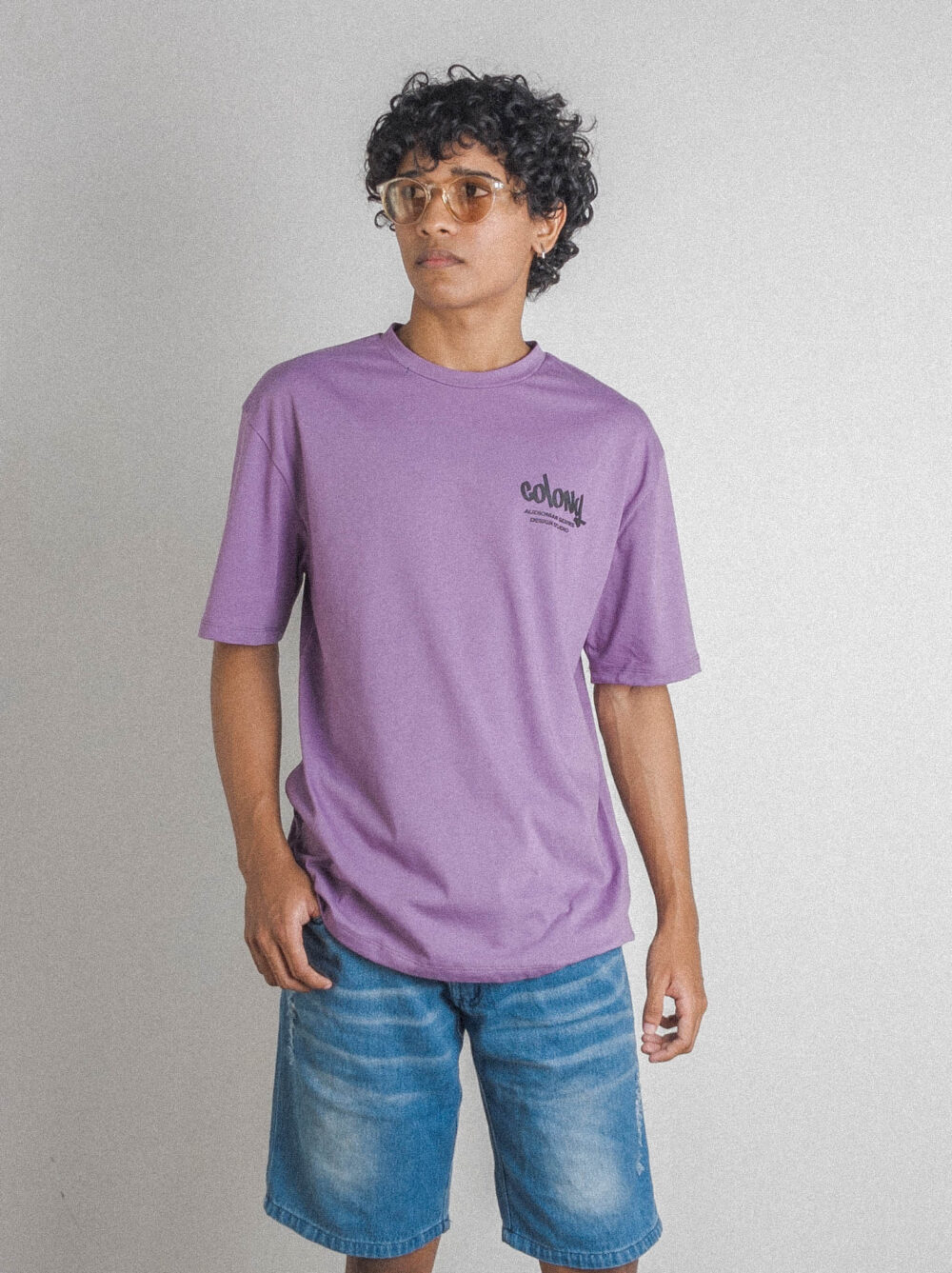 Oversized Graphic Tee Trance Mission in Purple Front