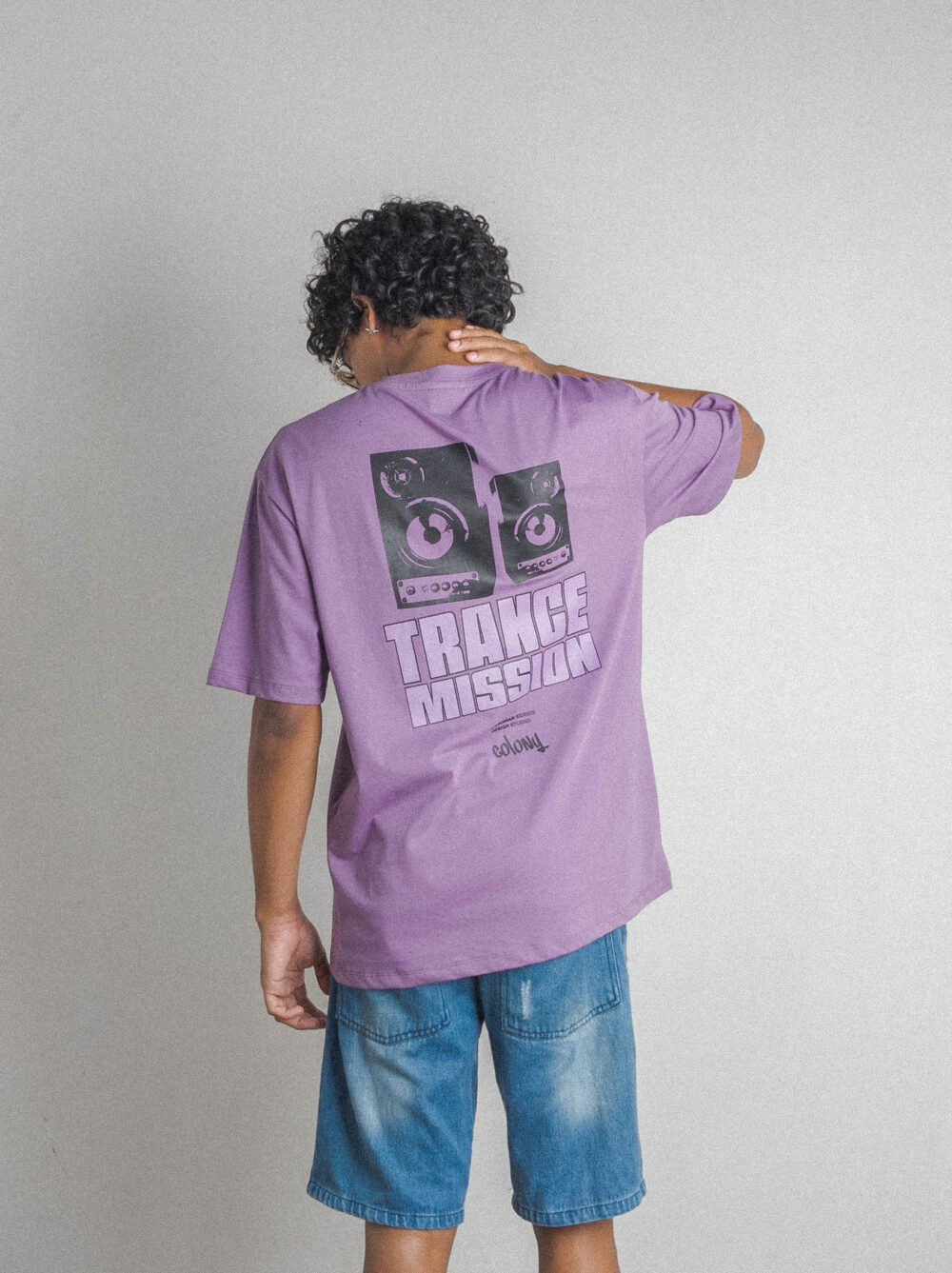 Oversized Graphic Tee Trance Mission Purple Back