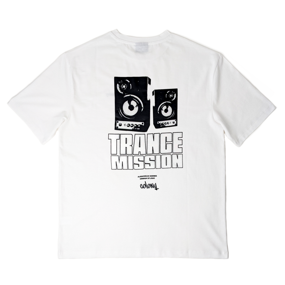 Oversized Graphic Tee Trance Mission White Back