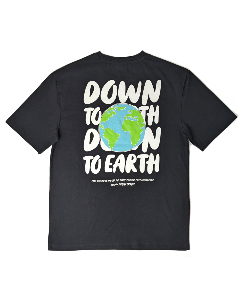 Oversized Graphic Tee Down To Earth Black Back
