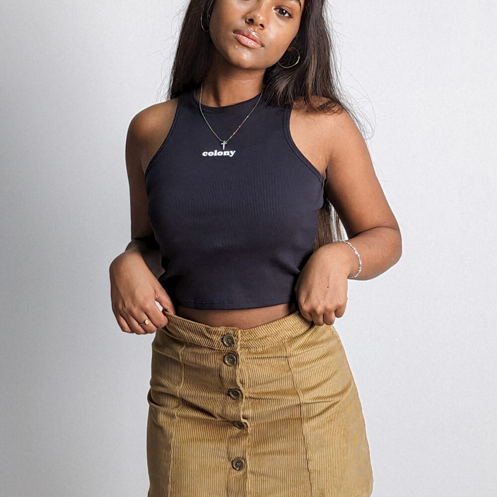 womens-corduroy-skirt-tan-onbody