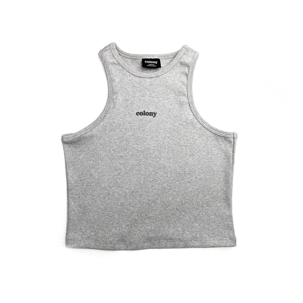 Womens Ribbed Tank Top Grey with logo