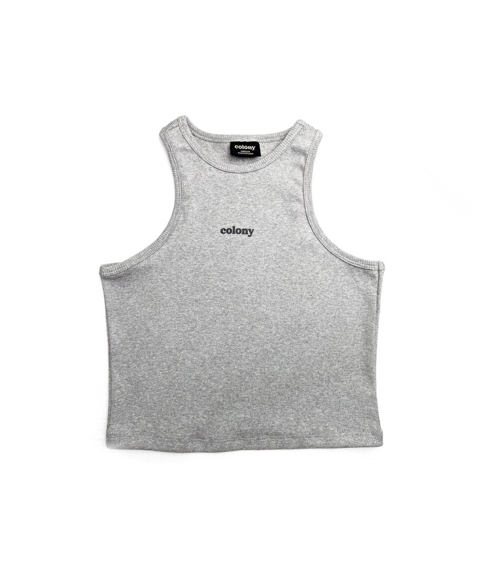 Womens Ribbed Tank Top Grey with logo