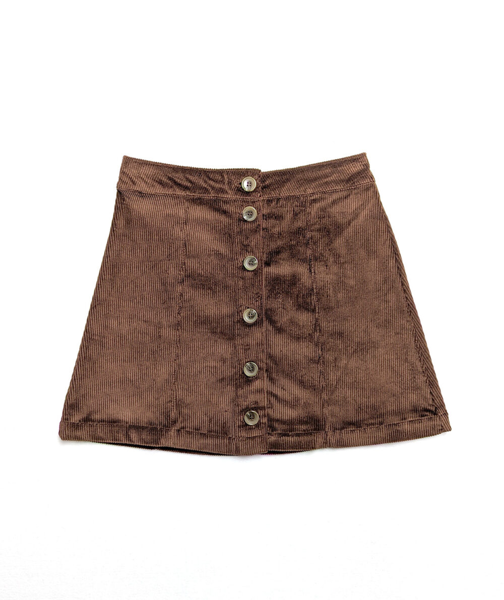 womens-corduroy-skirt-chocolate-brown-front