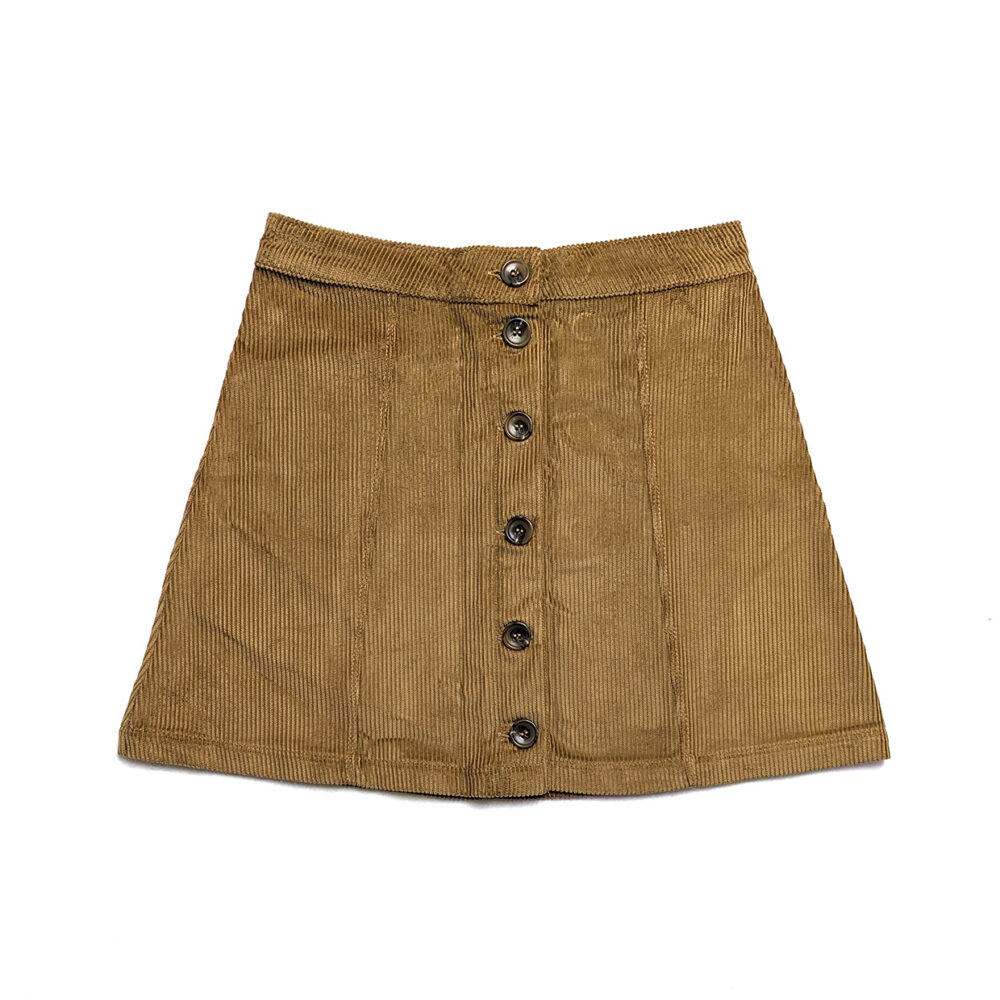 womens-corduroy-skirt-tan-front