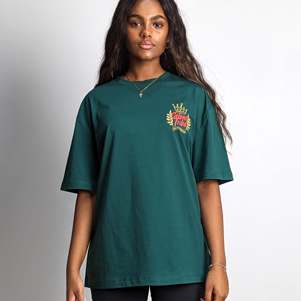 tribe-tee-green-front-on-body-women